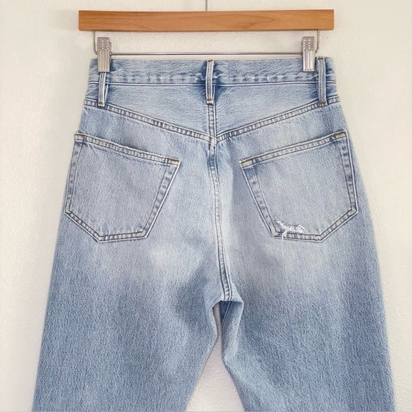 Frame Le Original Slim Straight Jean Distressed Light Wash Rigid Denim Clash 27 - Picture 7 of 16